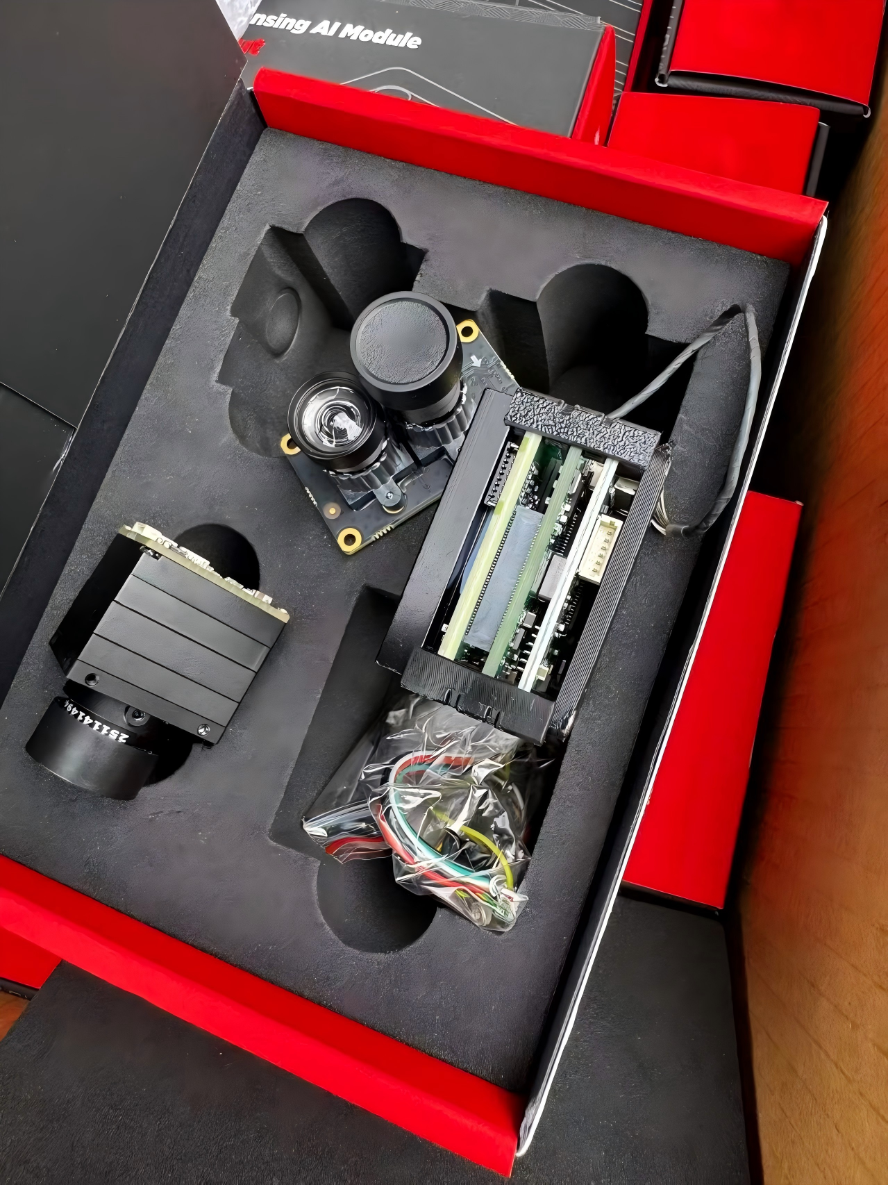 AI vision development kit for drones — premium OEM evaluation sample with foam-cut packaging