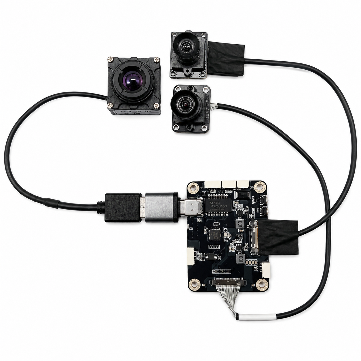AI VisionCube D — 6 TOPS dual visible camera module with 3.9mm wide and 12mm telephoto sensors for long-range drone object detection